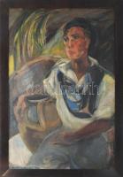 Walderné Unger Margit (1881-?): Fiúportré. Olaj, vászon, jelezve balra lent. Hátoldalán régi töredékes raglappal. Apró sérülésekkel. Fakeretben. 94x63,5 cm KIZÁRÓLAG SZEMÉLYES ÁTVÉTEL, NEM POSTÁZZUK! / ONLY PERSONAL COLLECTION AT OUR OFFICE