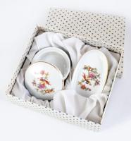 Hollóházi paradicsommadár mintás ékszertartó szett, hibátlan, dobozában