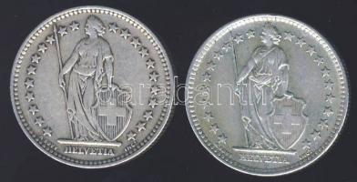 Svájc 1940 2Fr Ag + 1960 2Fr Ag T:2-/3+ apró ph