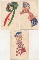 5 db RÉGI olasz művészlap: G. Nanni lapok / 5 pre-1945 Italian art postcards, signed by G. Nanni