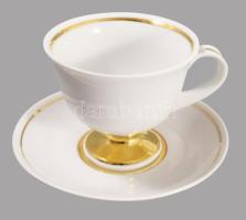 Hollóházi aranycsíkozott mokkás / kávés készlet, jelzett, teljes, hibátlan