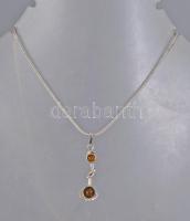 Ezüst (Ag) nyaklánc borostyános medállal, jelzett, h: 48 cm, bruttó: 7,19 g