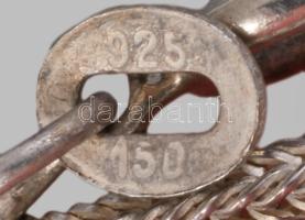 Ezüst (Ag) nyaklánc borostyános medállal, jelzett, h: 48 cm, bruttó: 7,19 g