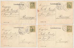 A hét napjai - 7 db régi romantikus képeslap szerelmespárral, teljes sorozat (Hétfő, Kedd, Szerda, C...