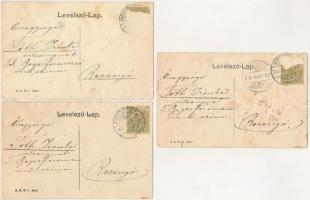 A hét napjai - 7 db régi romantikus képeslap szerelmespárral, teljes sorozat (Hétfő, Kedd, Szerda, C...