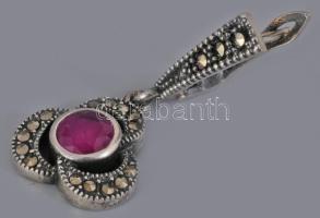 Ezüst (Ag) fülbevalópár markazittal, jelzett, h: 3 cm, bruttó: 8,78 g