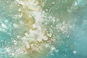 Máriási Masznyik Iván (1928-1997): Kozmikus térben. Olaj, farost, jelezve balra lent, hátoldalon Már...