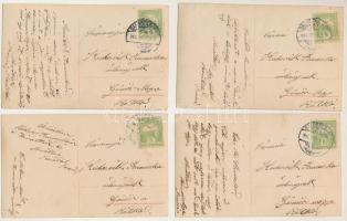 A hét napjai - 7 db régi romantikus képeslap szerelmes férfival, teljes sorozat (Hétfő, Kedd, Szerda...