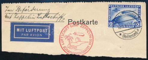 1930 Zeppelin levéldarab / Mi 438 on Zeppelin cover piece "SÜDAMERIKAFAHRT"
