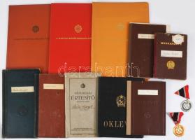 ca 1930-1980 Igazolványok, két bányász szolgálati érdemérem adományozó oklevéllel