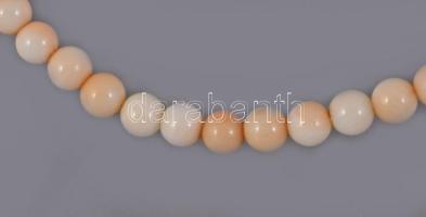 Rózsaszín korall nyaklánc, h: 52 cm