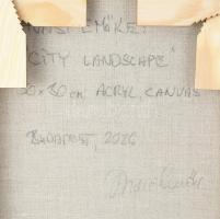 Havasi Emőke (1965-): "City landscape", 2025. Akril, vászon, jelzett a hátoldalán, 50×30 c...