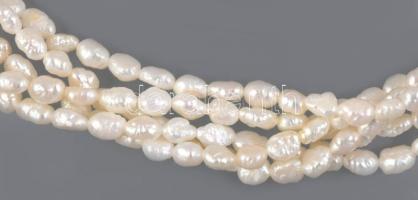 Ötsoros tenyésztett gyöngy nyaklánc, jelzett, h: 50 cm
