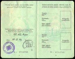 1990 Román útlevél, még szocialista népköztársasági