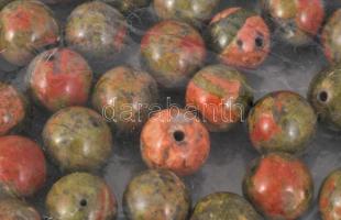 Csiszolt unakit gyöngyök, 44 db