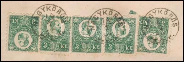 1872 Réznyomat 5 x 3kr ajánlott levélen / 5 x Mi 9 on registered cover "NAGYKÖRÖS / PEST.M.&quo...