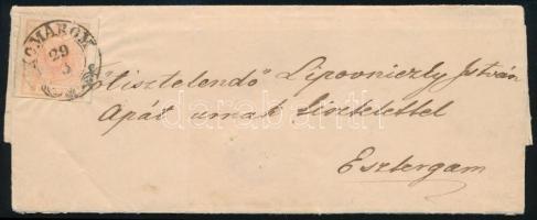 1851 Levél kézi 3kr bérmentesítéssel, "KOMÁROM" - "GRAN", "GRAN-NÁNA" (15.000)