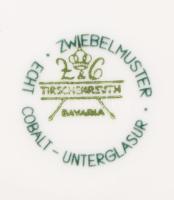 Tirschenreuth hagymamintás 6 darab csésze alátéttel, jelzett, hibátlan, d: 14 cm