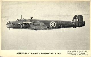 The Handley Page Halifax I British heavy bomber with description on backside