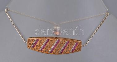 Ezüst (Ag) karkötő szintetikus rubinnal, jelzett, állítható h: max. 22 cm, bruttó: 14,5 g