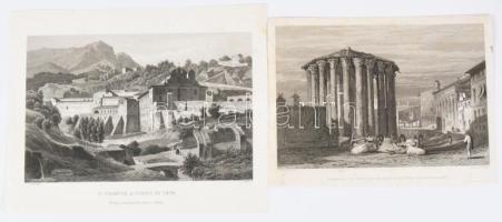 21 db XIX. sz.-i vegyes európai városképes acél és fametszet, francia, spanyol, svájci, német, török...