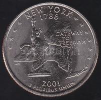 USA 2001. 1/4$ Ag "New York 1788 - Szabadságszobor" T:BU 5,66g, bélelt kapszulában
