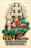 1942 Karácsonya Harcoló honvédeinké és hozzátartozóiké. Leventeifjúság Honvédkarácsonya. Kolozsváry Béla kiadása / WWII Hungarian military Christmas greeting s s: Légrády S. (EK)