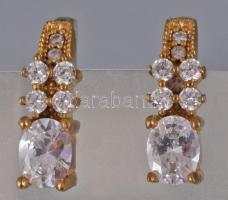 Aranyozott ezüst (Ag) fülbevalópár kövekkel, jelzett, h: 2,5 cm, bruttó: 9,34 g
