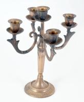 Bronz ötágú gyertyatartó, m: 27 cm