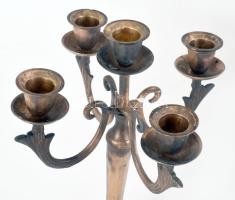 Bronz ötágú gyertyatartó, m: 27 cm