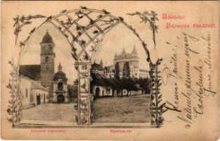 1900 Bajmócfürdő, Bojnické kúpele (Bajmóc, Bojnice); Templom kápolnával, Bajmóczi vár (Pálffy kastél...
