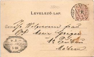 1899 Budapest V. Ferenc József rakpart este holdfényben, gőzhajó. Divald Károly 9. sz. (vágott / cut...