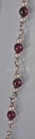 Ezüst (Ag) karkötő gránát gyöngyökkel, jelzett, h: 19 cm, bruttó: 3,7 g