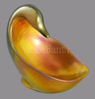 Zsolnay libafigurás eozin ékszertartó, jelzett, ragasztott, m: 14 cm