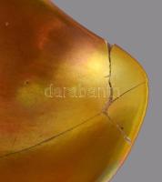 Zsolnay libafigurás eozin ékszertartó, jelzett, ragasztott, m: 14 cm