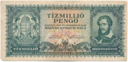 1945. 10.000.000P viszonylag alacsony "O 144 001055" sorszámmal T:F,VG Adamo P26