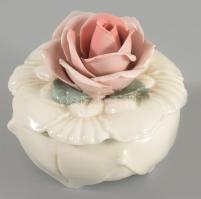 Ens ékszeres edény, rózsa fogóval, jelzett, hibátlan, m: 8,5 cm