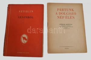 Vegyes kommunista kiadványok, 13 db: Sztálin Leninről.; Gerő Ernő: A magyar népgazdaság ötéves terve...