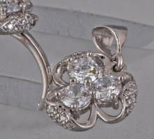 Ezüst (Ag) köves gyűrű hozzáillő medállal, jelzett, méret: 56, d: 1,7 cm, bruttó: 7,46 g