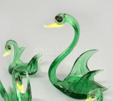4 darab iparművész üveg hattyú, m: 5 cm alatt