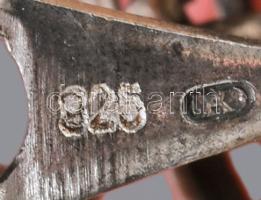 Ezüst (Ag) fülbevaló pár, 925 ezrelékes ezüst, jelzett, 1966-1998 közötti behozatali jel, 5,5g