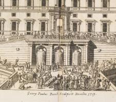 1719 A Stockholmi királyi palota homlokzata két nézetben. Rézmetszet Georg Paulas Busch, Berlin. 32x...