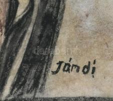 Jándi jelzéssel: Arckép. Vegyes technika, papír, 42x29,5 cm