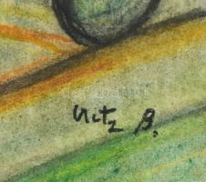 Uitz B jelzéssel: Munkában. Vegyes technika, papír, 42x29,5 cm