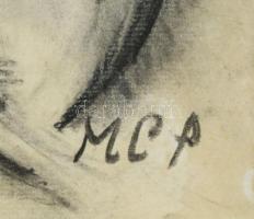 MCP jelzéssel: Kerékpáros. Vegyes technika, papír, 42x29,5 cm