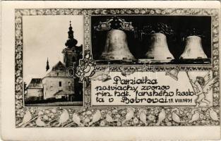 Nagybobróc, Bobrovec; Pamiatka posviacky zvonov rim. kat. farského kostola v Bobrovci / római katolikus plébániatemplom harangjainak felszentelése emlékére / Roman Catholic church, bell dedication. photo (EK)