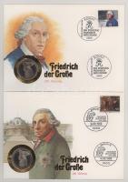 Német Szövetségi Köztársaság 5xklf érmés boríték tétel, bélyeggel, bélyegzéssel és német nyelvű leír...