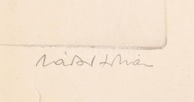 Zádor István (1882-1963): Szélcsend a Balatonon. Rézkarc, papír, jelzett, sérült, 23×33,5 cm