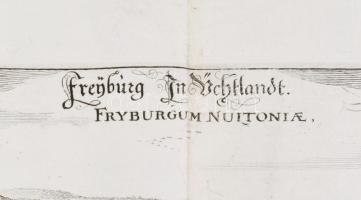 (Fribourg Svájc rézmetszetű látképe), Freyburg im Uchtland - Fryburgum Nuitoniae. 1650. Matthäus Mer...