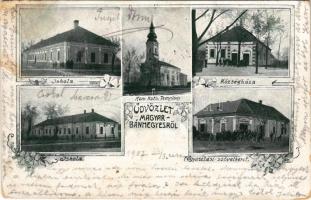 1907 Magyarbánhegyes, Magyar-Bánhegyes; Római katolikus templom, iskola, községháza, Fogyasztási szö...